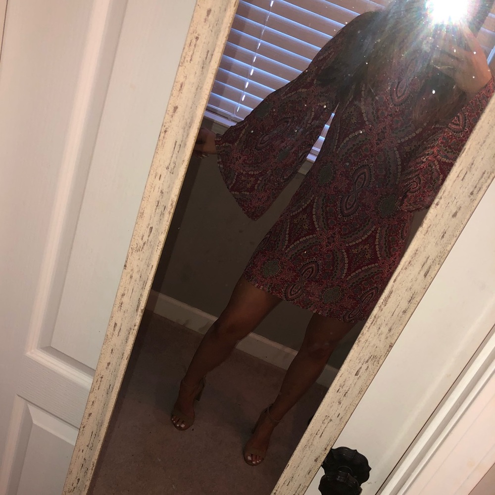 Long Bell Sleeve Patterned Dress *TRY ON PIC*